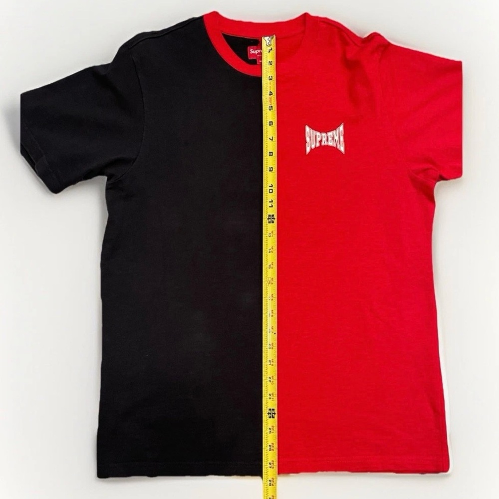 Supreme Split Short Sleeve Top Tee Medium Red Black Men’s 100% Cotton - Picture 6 of 9